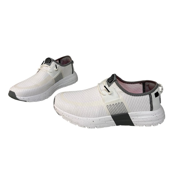 Hey Dude Shoes - Hey Dude Women Sirocco White Sport Stripe Slip On Sneakers Size 11 Walking Shoes